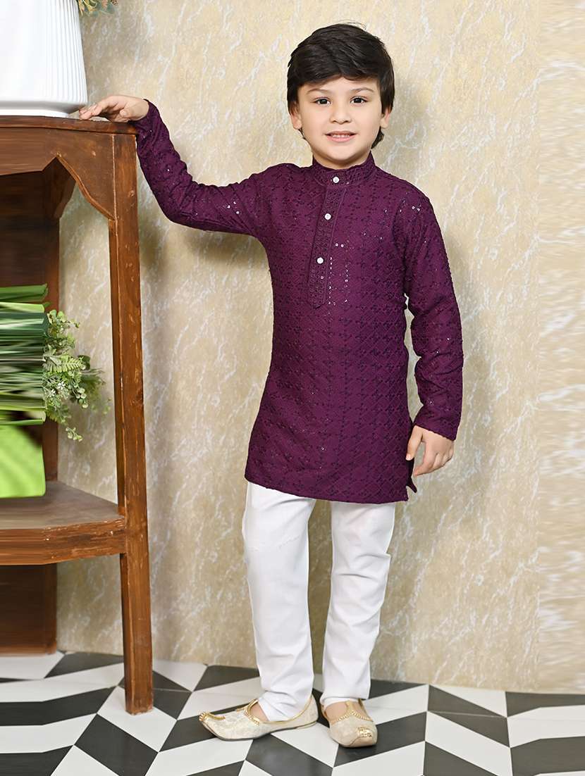 boys mandarin neck kurta payjama ethnic wear set