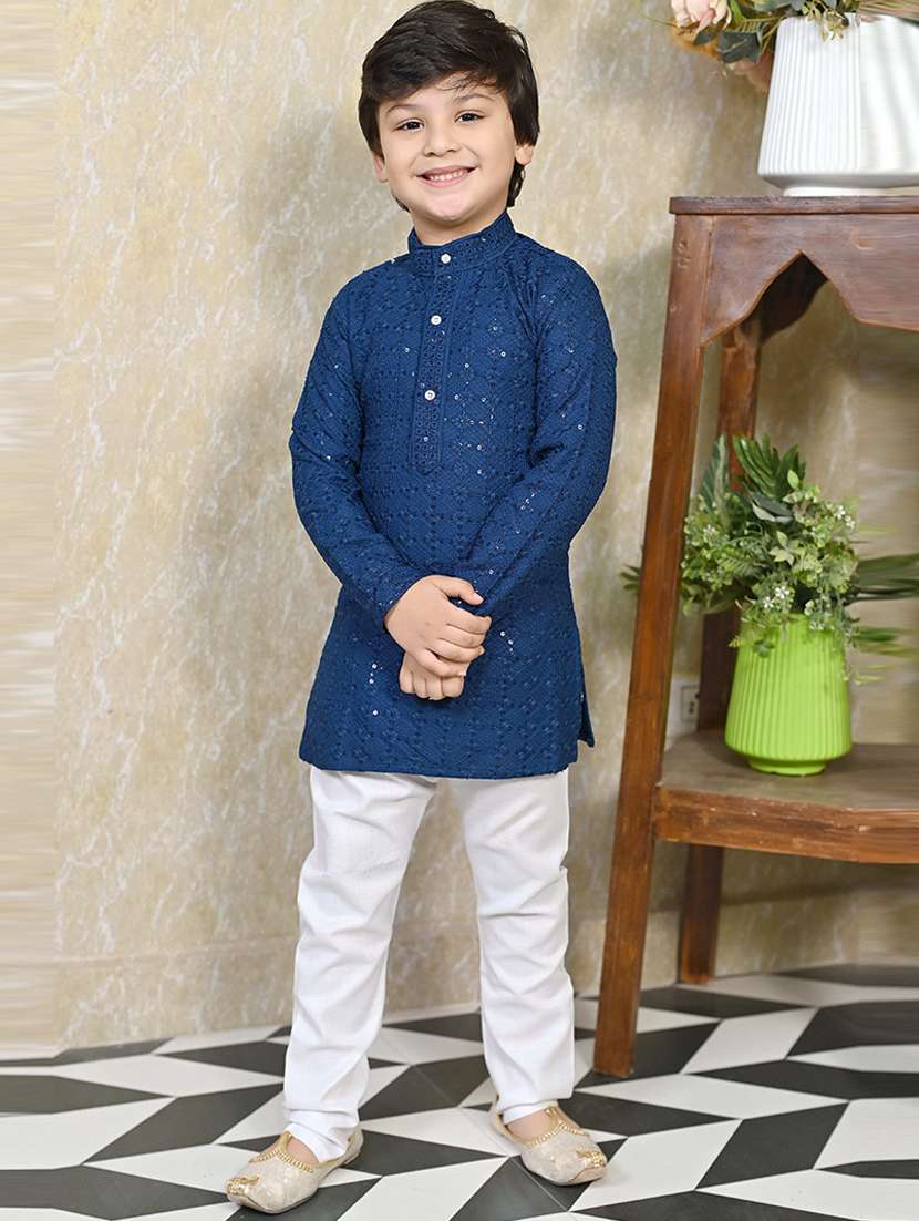 boys mandarin neck kurta payjama ethnic wear set