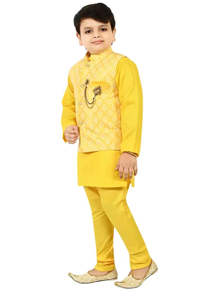 boys self design mandarin neck ethnic wear set - 21623002 -  Standard Image - 2