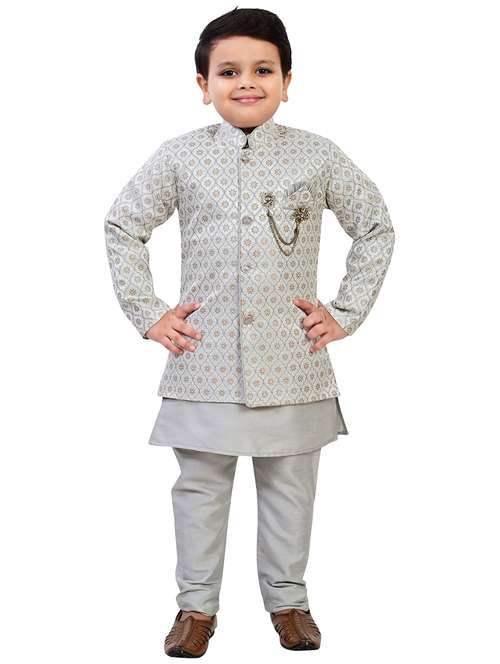 boys self design mandarin neck ethnic wear set - 21623028 -  Standard Image - 0