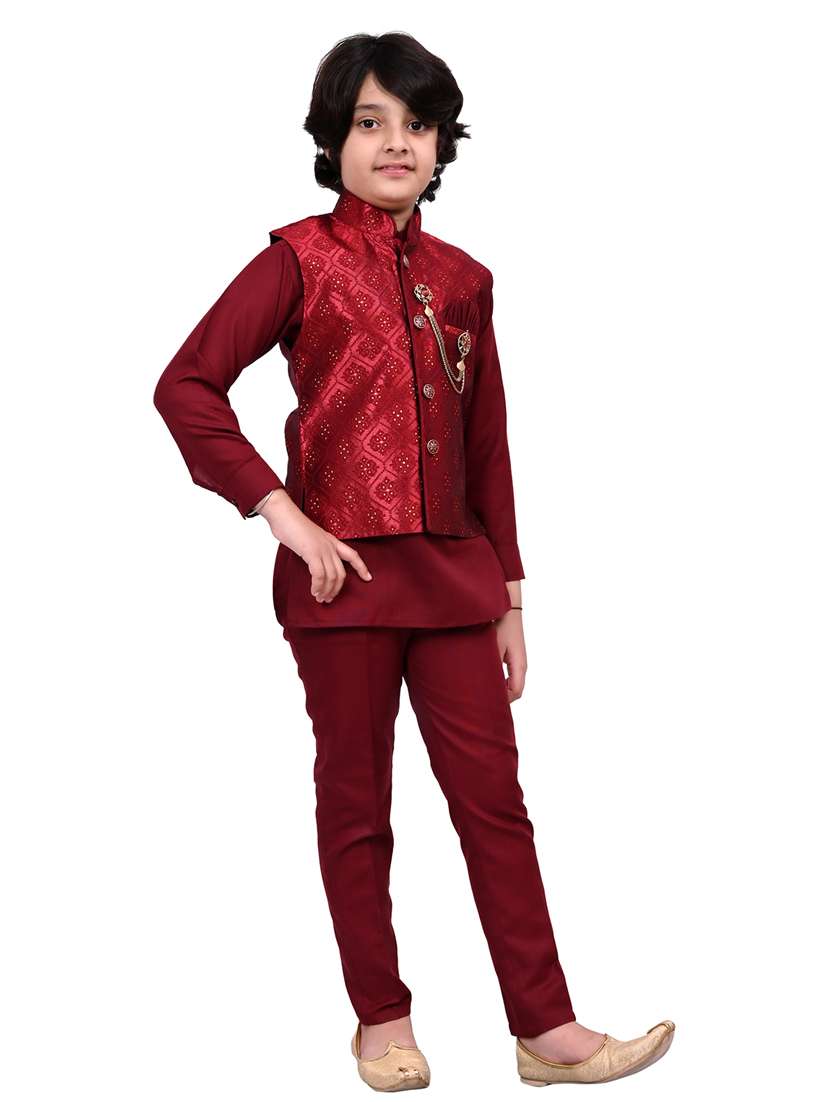 boys self design mandarin neck ethnic wear set - 21623039 -  Standard Image - 2