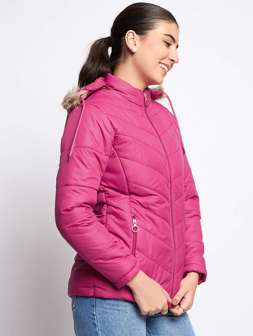 women long sleeves solid quilted jacket - 21623048 - Standard Image - 2