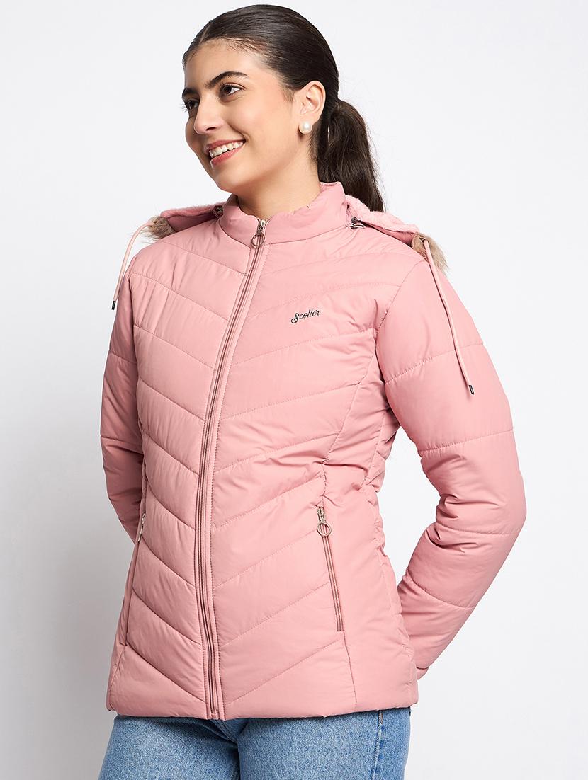 women long sleeves solid quilted jacket - 21623049 - Standard Image - 2