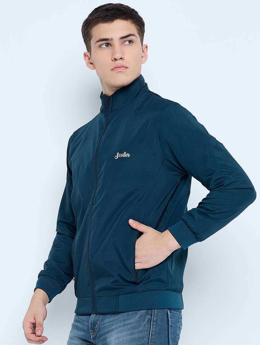 men solid mock neck wincheater - 21623058 - Standard Image - 2