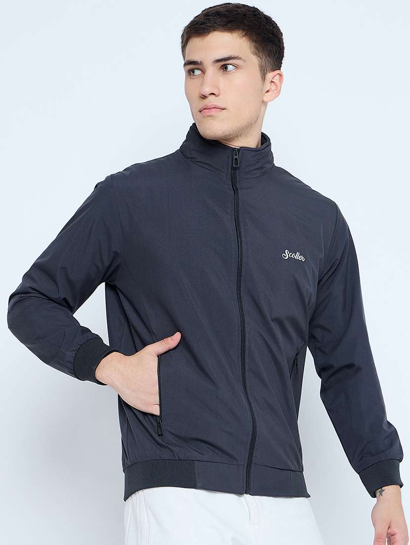 men solid mock neck wincheater - 21623059 - Standard Image - 2