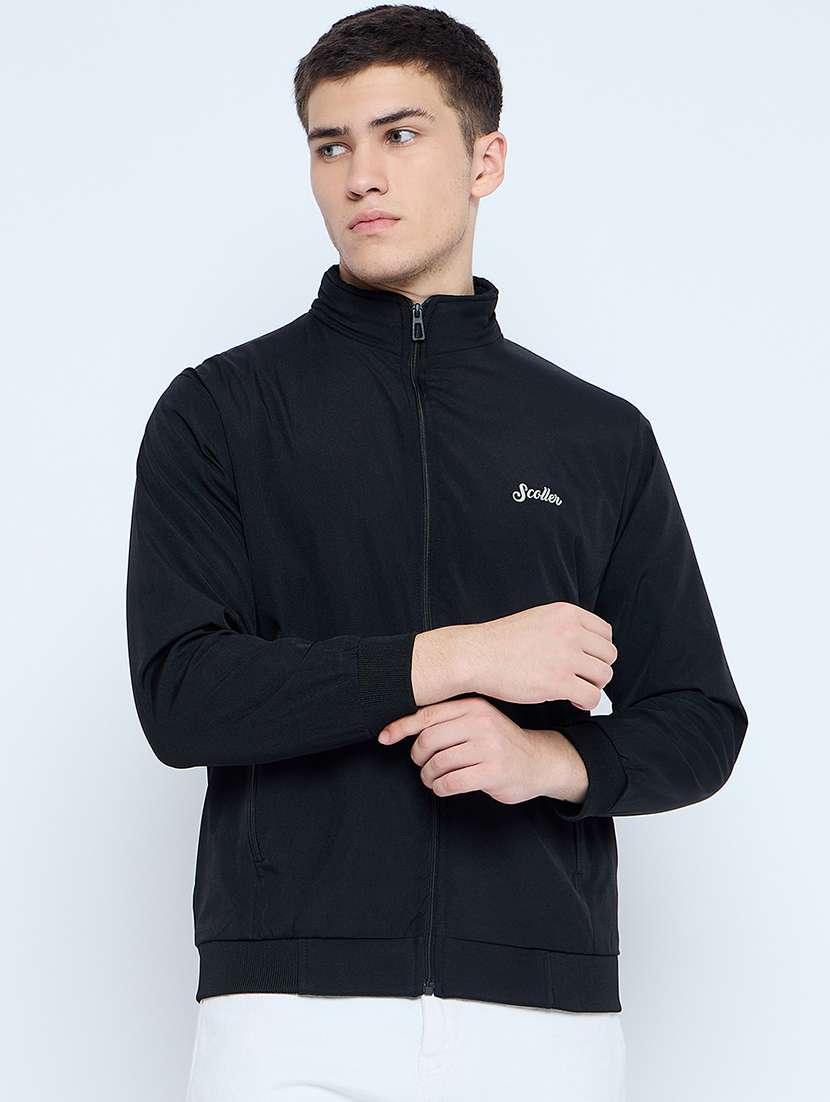 men solid mock neck wincheater - 21623060 - Zoom Image - 0