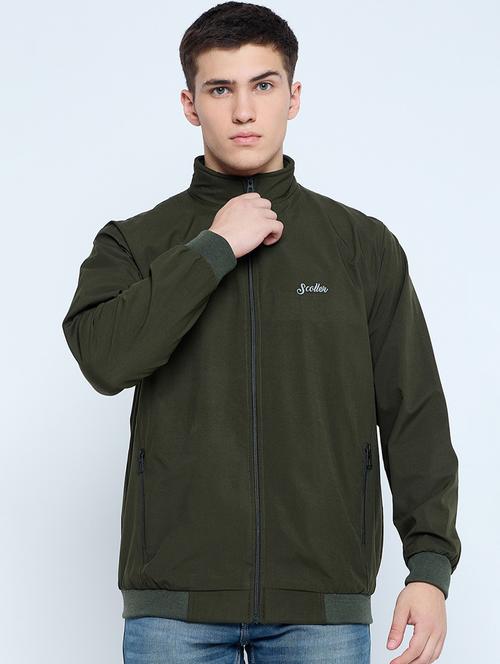 men solid mock neck wincheater - 21623062 -  Standard Image - 0