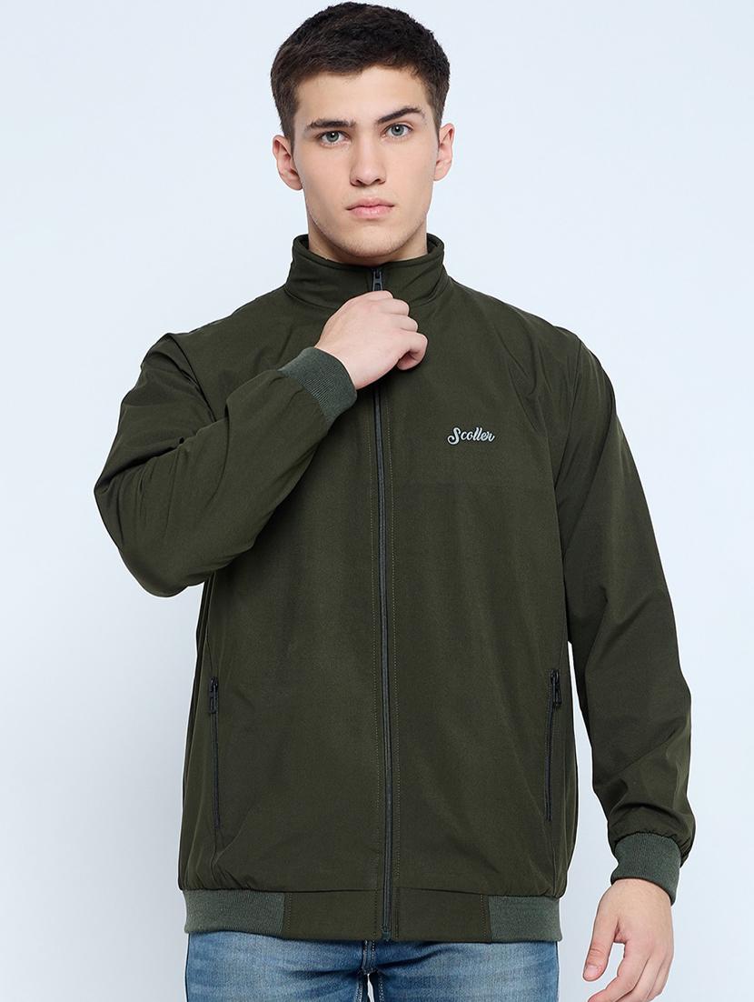 men solid mock neck wincheater - 21623062 -  Zoom Image - 0
