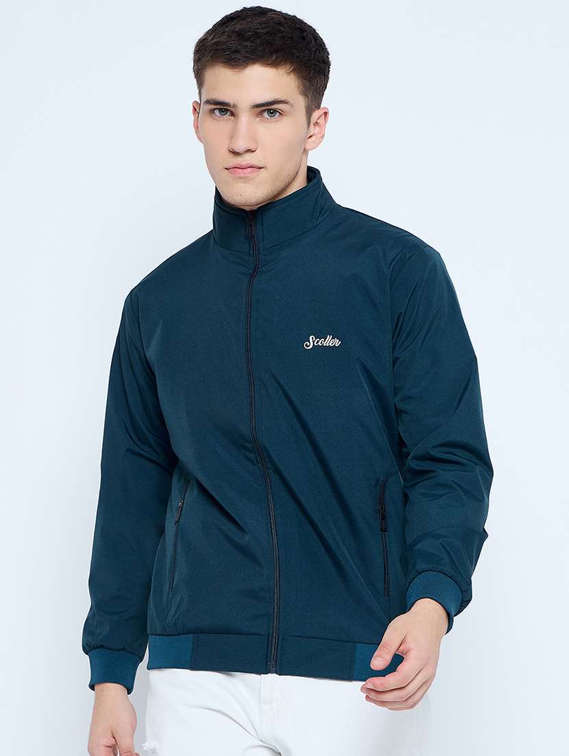 men solid mock neck wincheater - 21623063 -  Zoom Image - 0