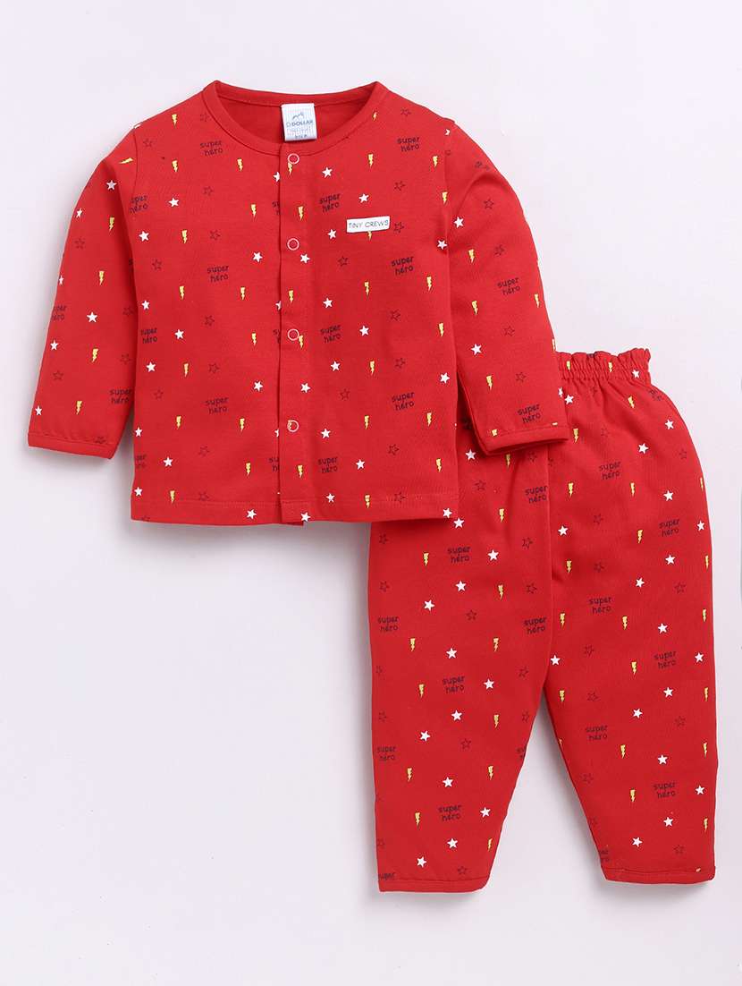 kids printed full length twin set
