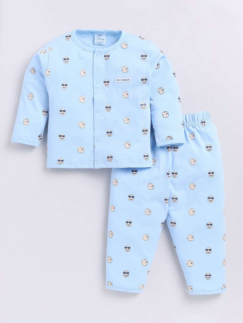 kids printed full length twin set