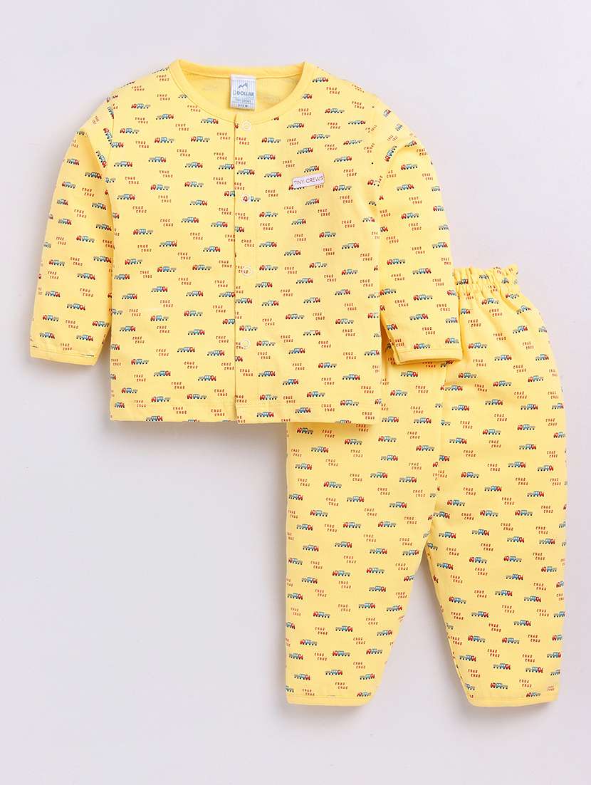 kids printed full length twin set