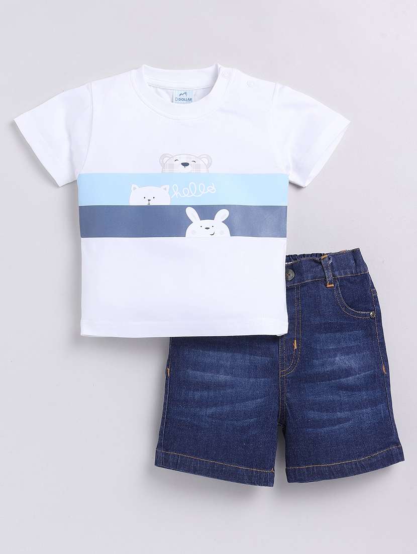 kids printed shorts twin set
