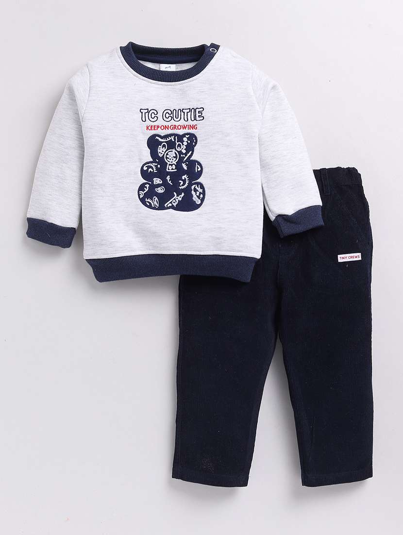 kids printed full length twin set