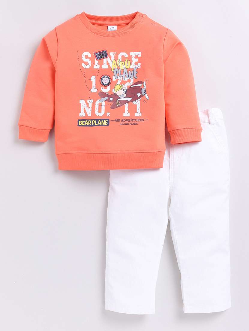 kids printed full length twin set