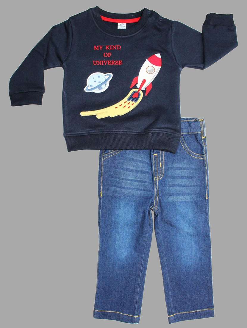 boys printed t-shirt & jeans set