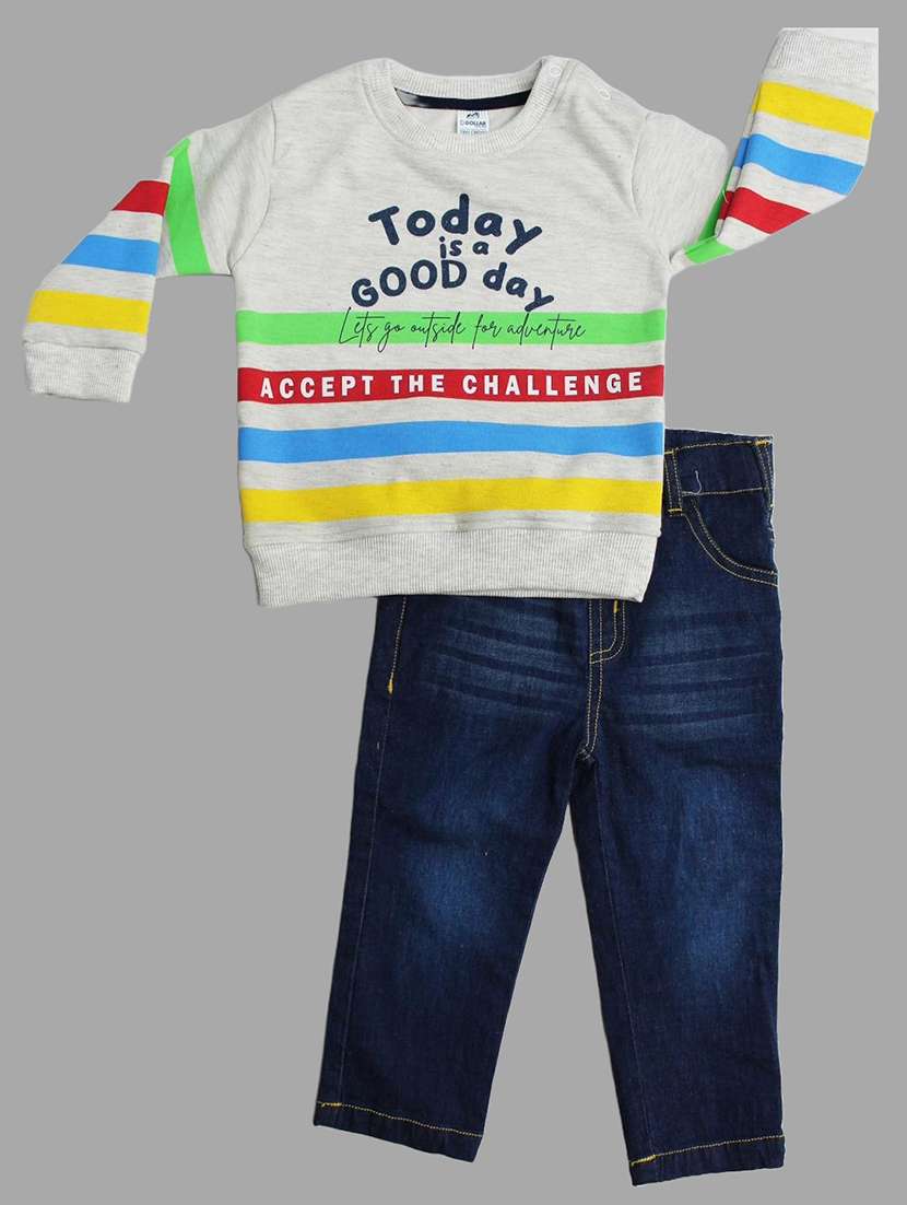 boys printed t-shirt & jeans set