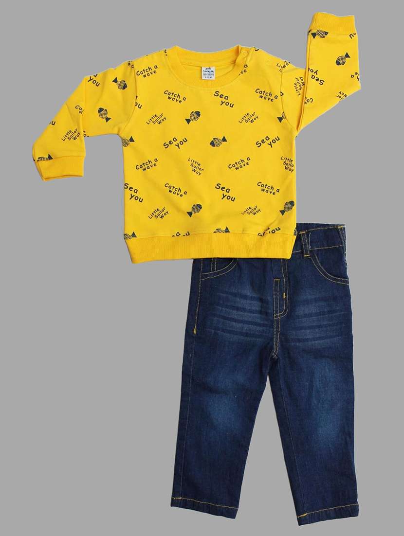boys printed t-shirt & jeans set