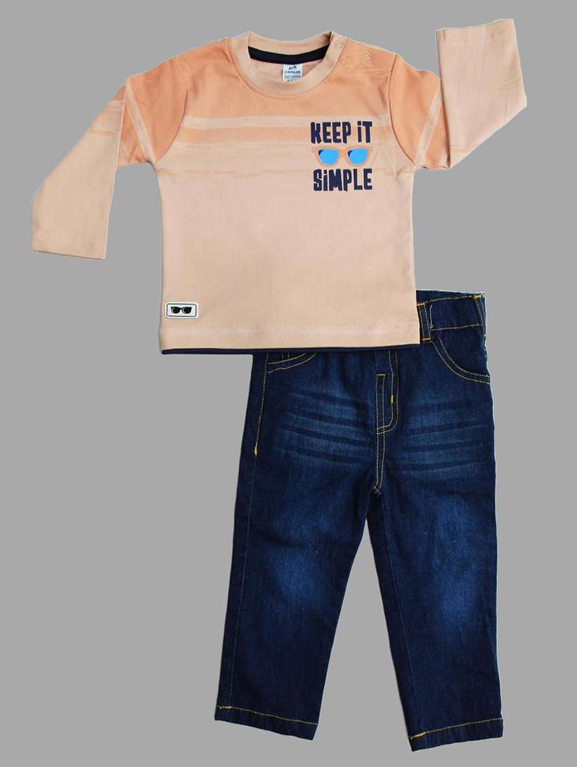 boys printed t-shirt & jeans set