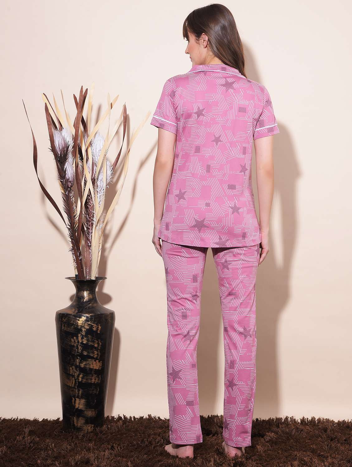 women printed pyjama nightwear set - 21624291 -  Standard Image - 2
