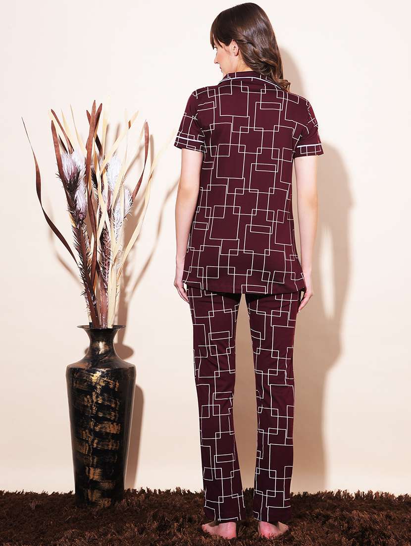 women printed pyjama nightwear set - 21624294 -  Standard Image - 2