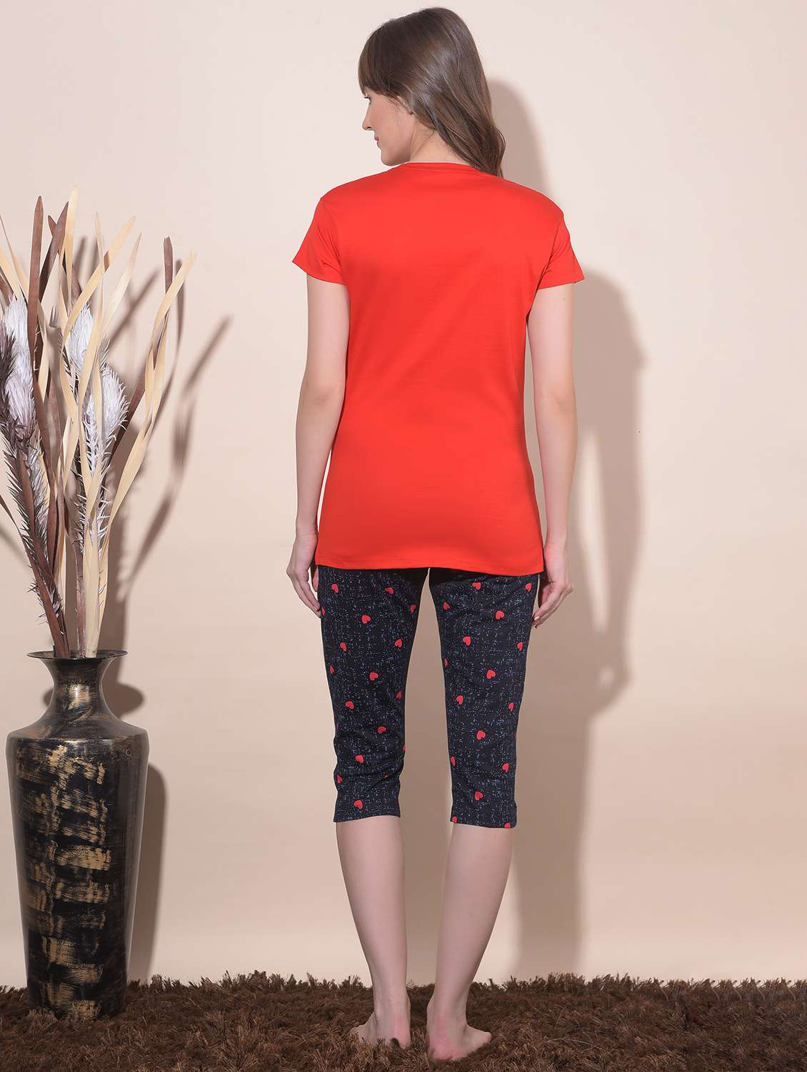 women printed capri nightwear set - 21624301 -  Standard Image - 2