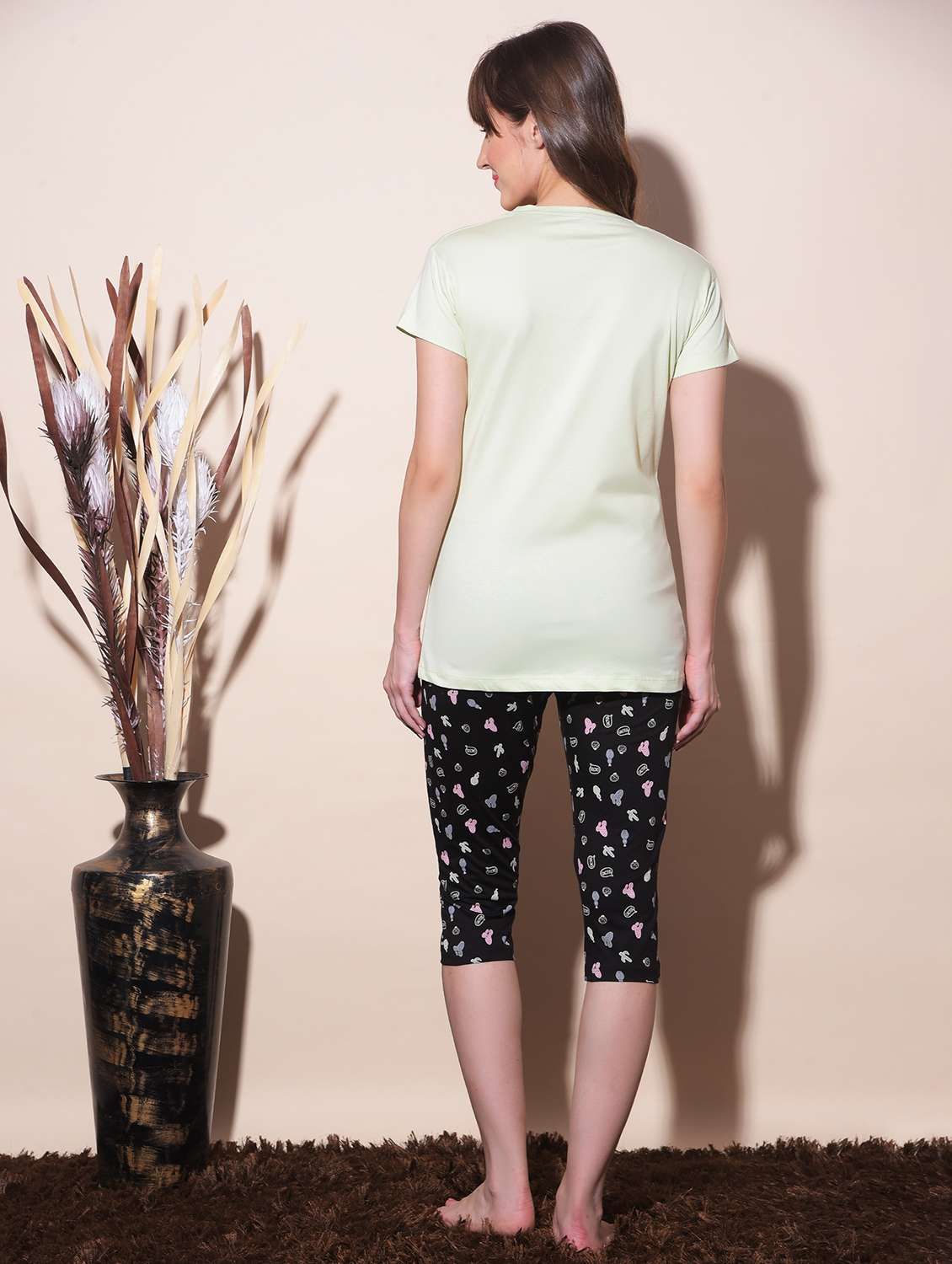 women printed capri nightwear set - 21624302 -  Standard Image - 2