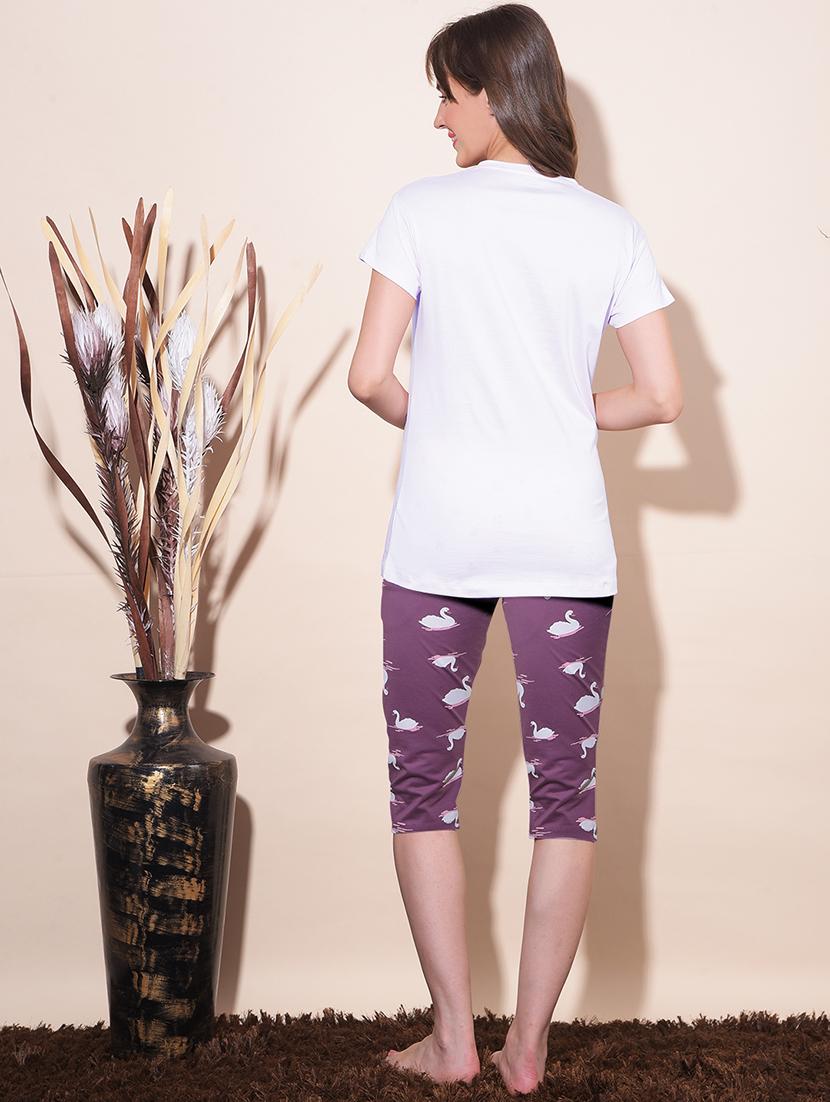women printed capri nightwear set - 21624303 - Standard Image - 2