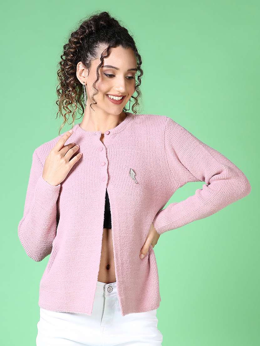 women self design long sleeve cardigan - 21624382 -  Standard Image - 2