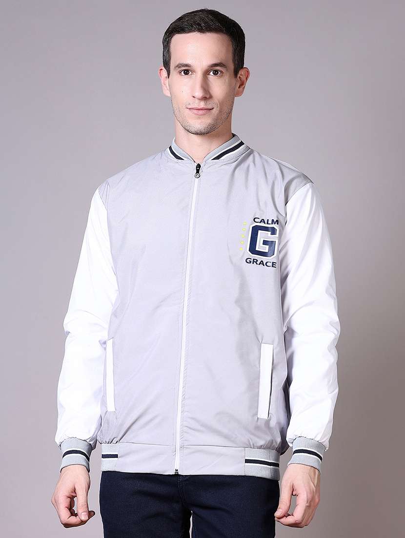 men color block long sleeve varsity jacket