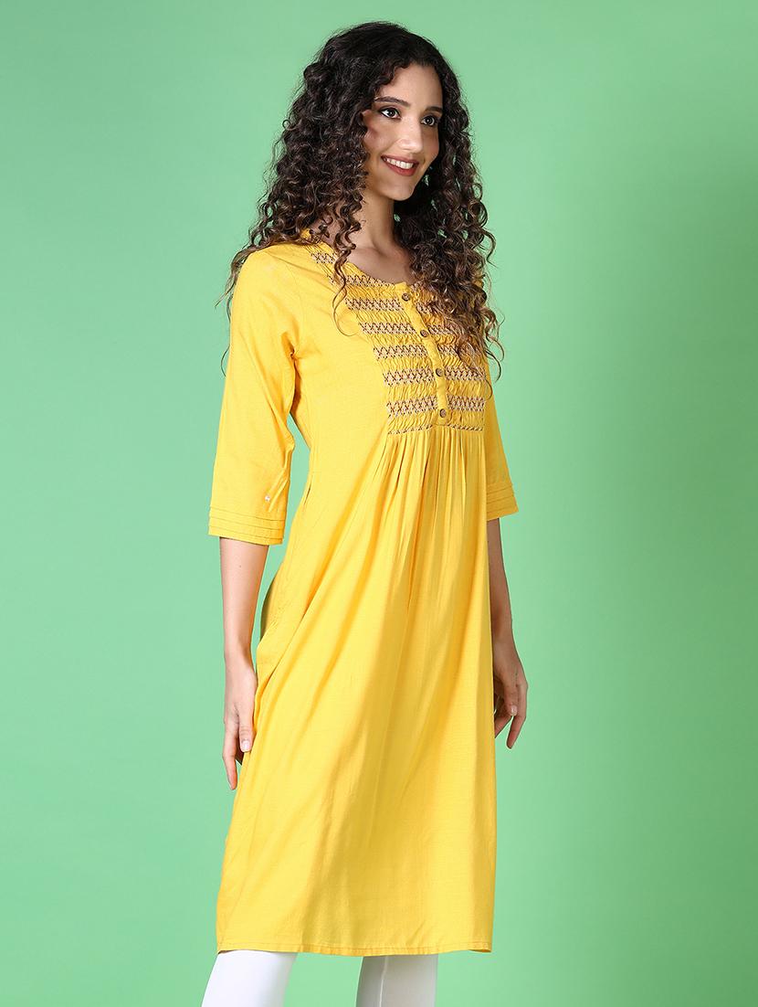 women embroidered round neck a-line kurta - 21624429 - Standard Image - 2