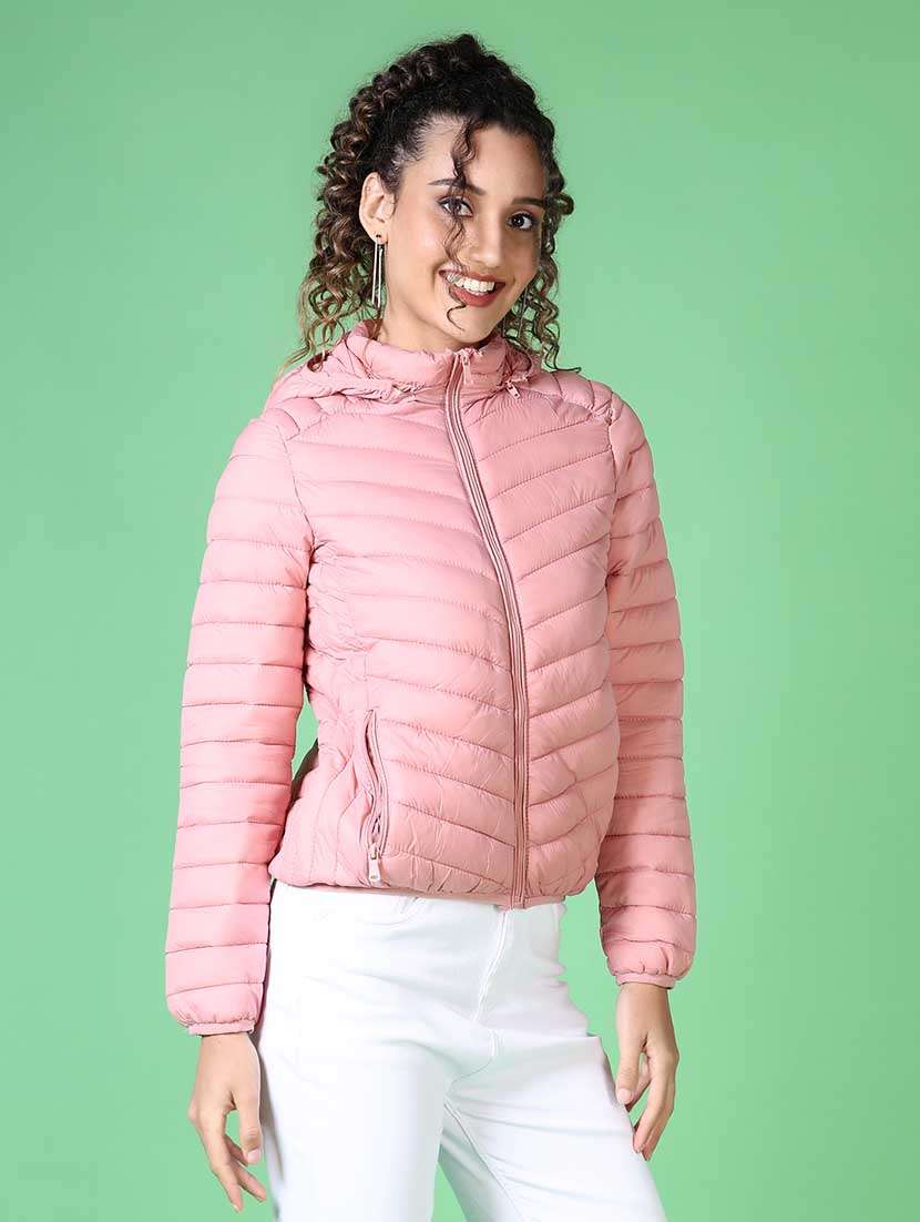 women solid long sleeve quilted jacket - 21624551 -  Standard Image - 2