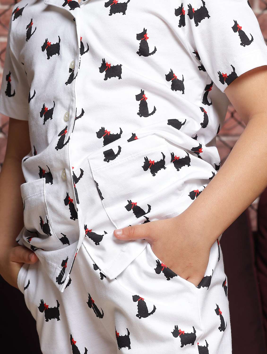 girls printed collared pyjama set - 21624678 - Standard Image - 7