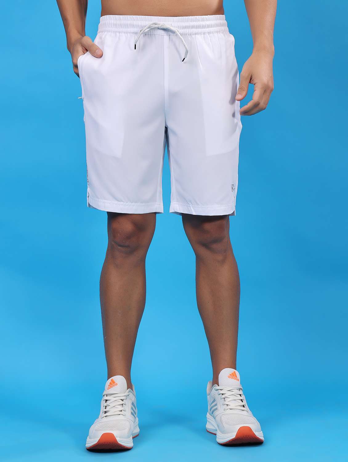 men white solid shorts
