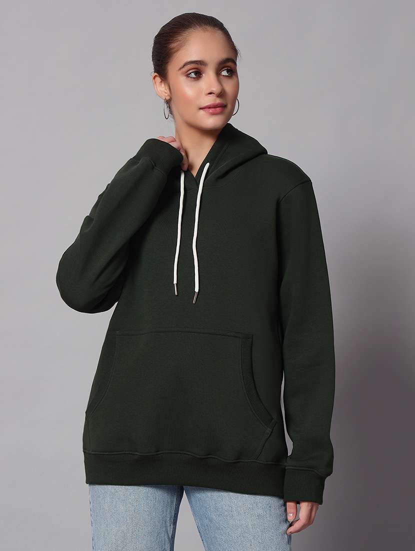 women plain hood neck oversized long sleeve sweatshirt