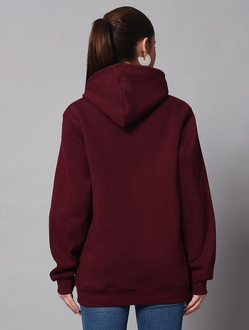 women plain hood neck oversized long sleeve sweatshirt - 21624886 - Standard Image - 2