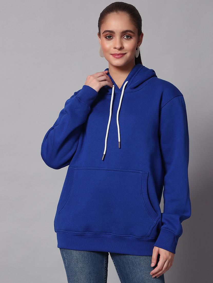 women plain hood neck oversized long sleeve sweatshirt - 21624888 - Zoom Image - 0