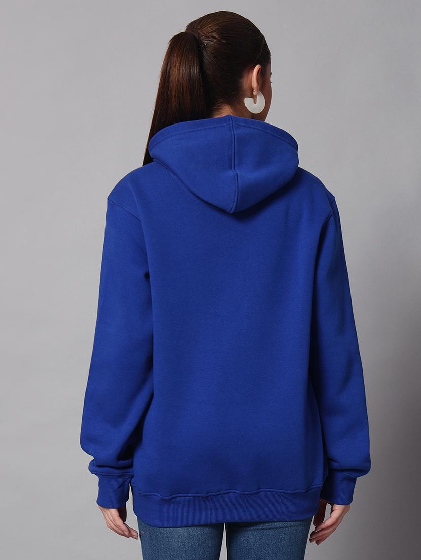 women plain hood neck oversized long sleeve sweatshirt - 21624888 - Standard Image - 2