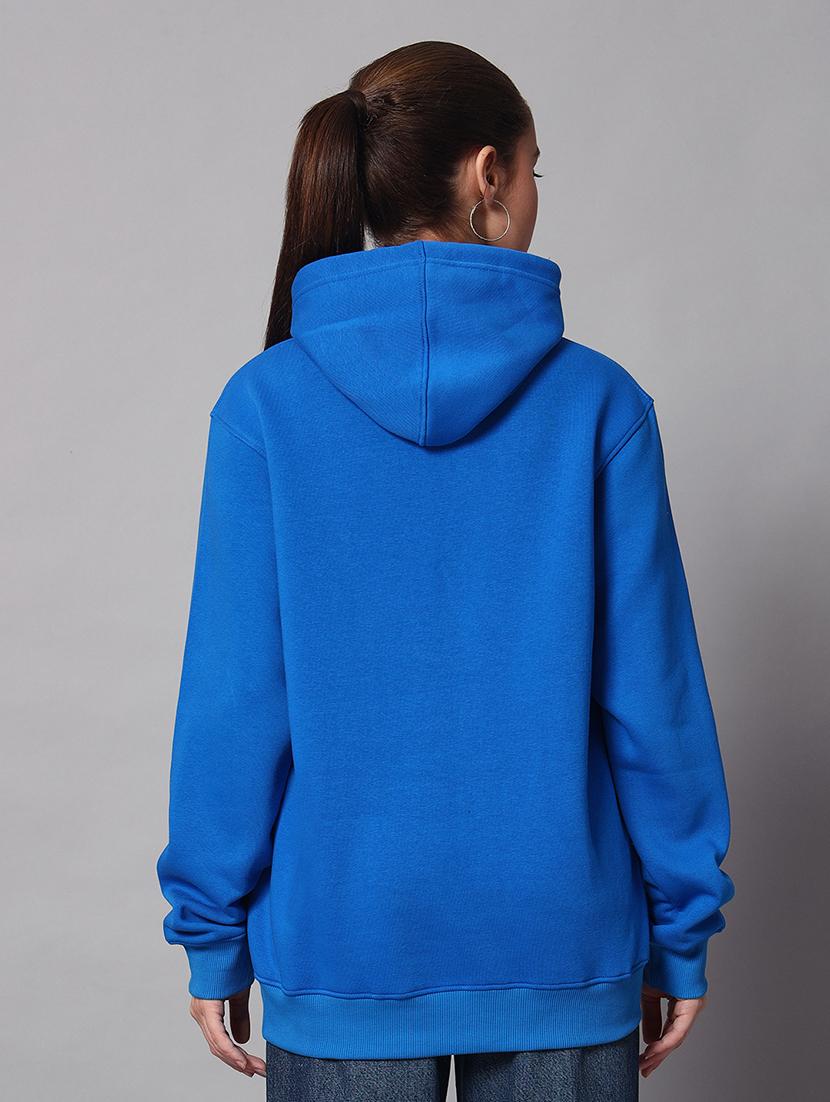 women plain hood neck oversized long sleeve sweatshirt - 21624891 - Standard Image - 2
