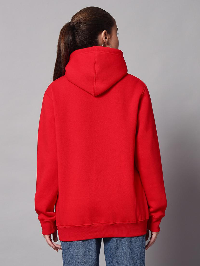 women plain hood neck oversized long sleeve sweatshirt - 21624899 - Standard Image - 2