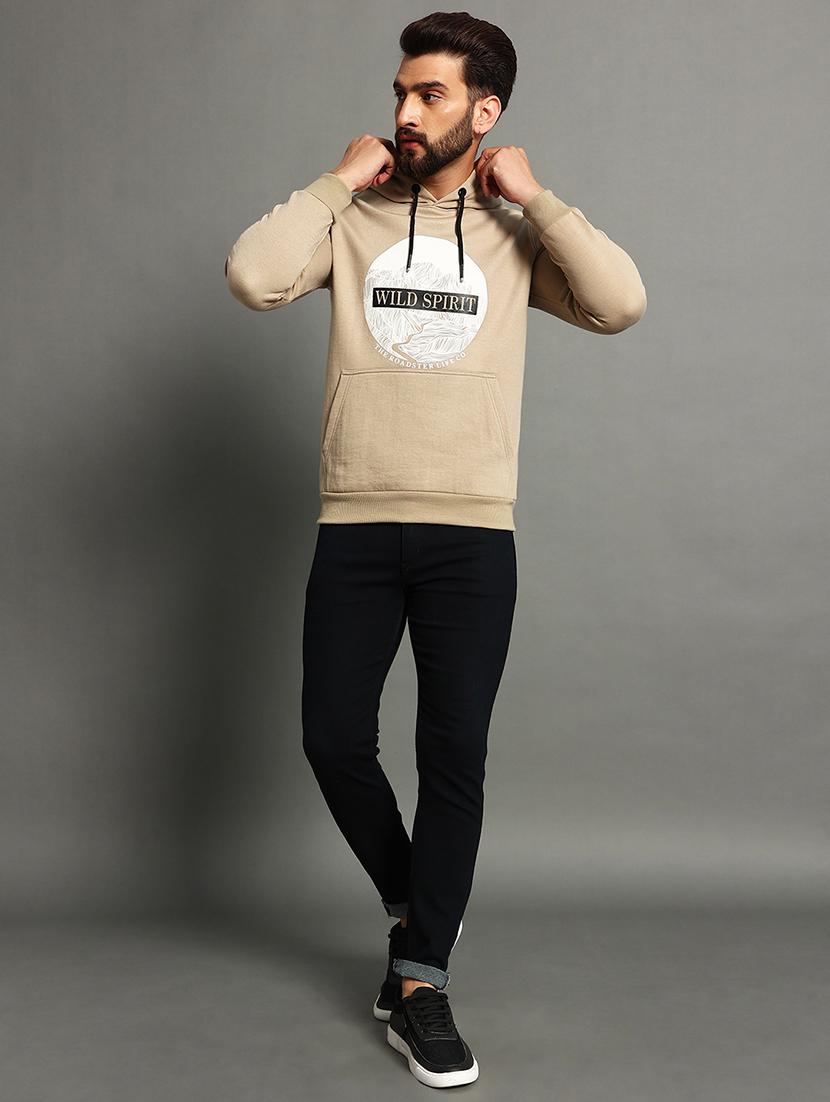 men slim fit printed long sleeve hood neck sweatshirt - 21624935 - Standard Image - 2