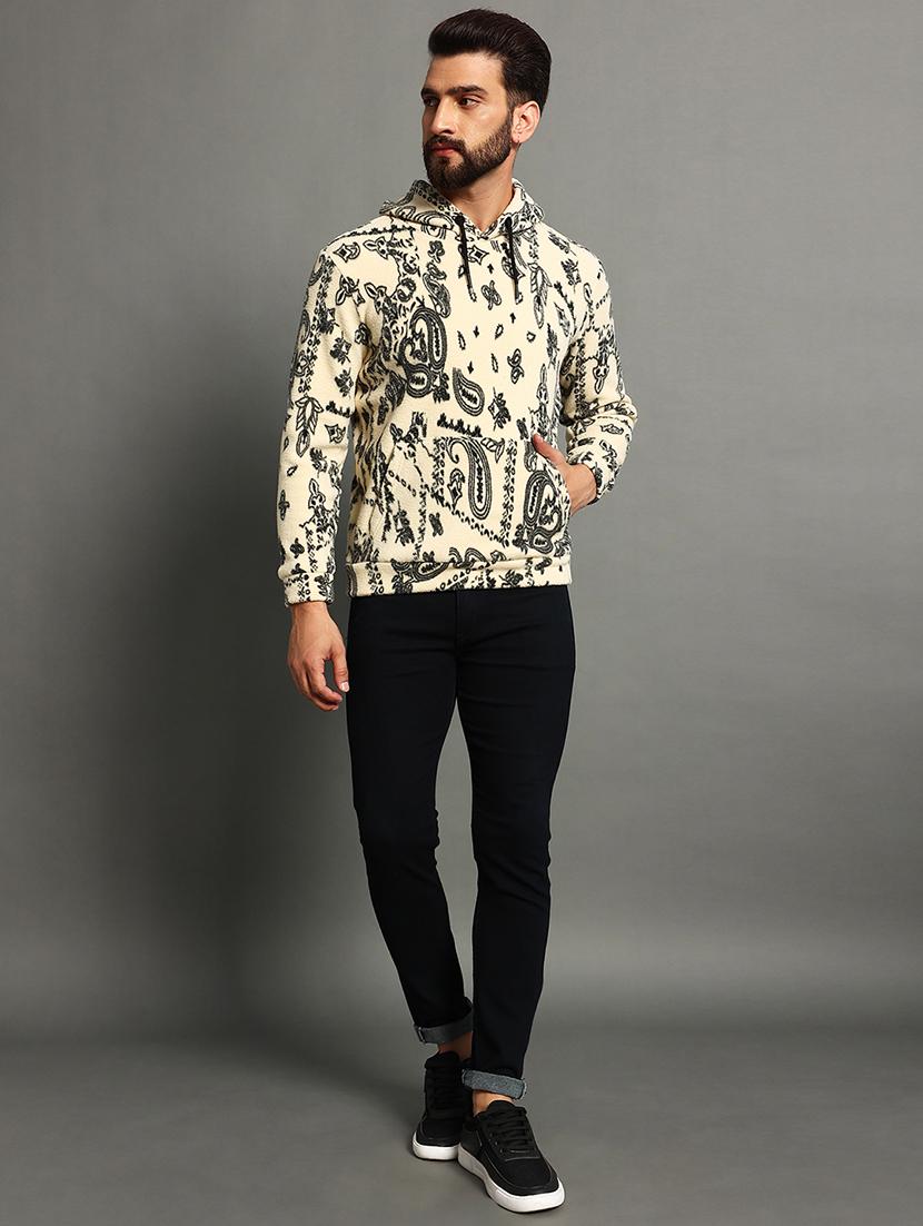 men slim fit printed long sleeve hood neck sweatshirt - 21624937 - Standard Image - 2