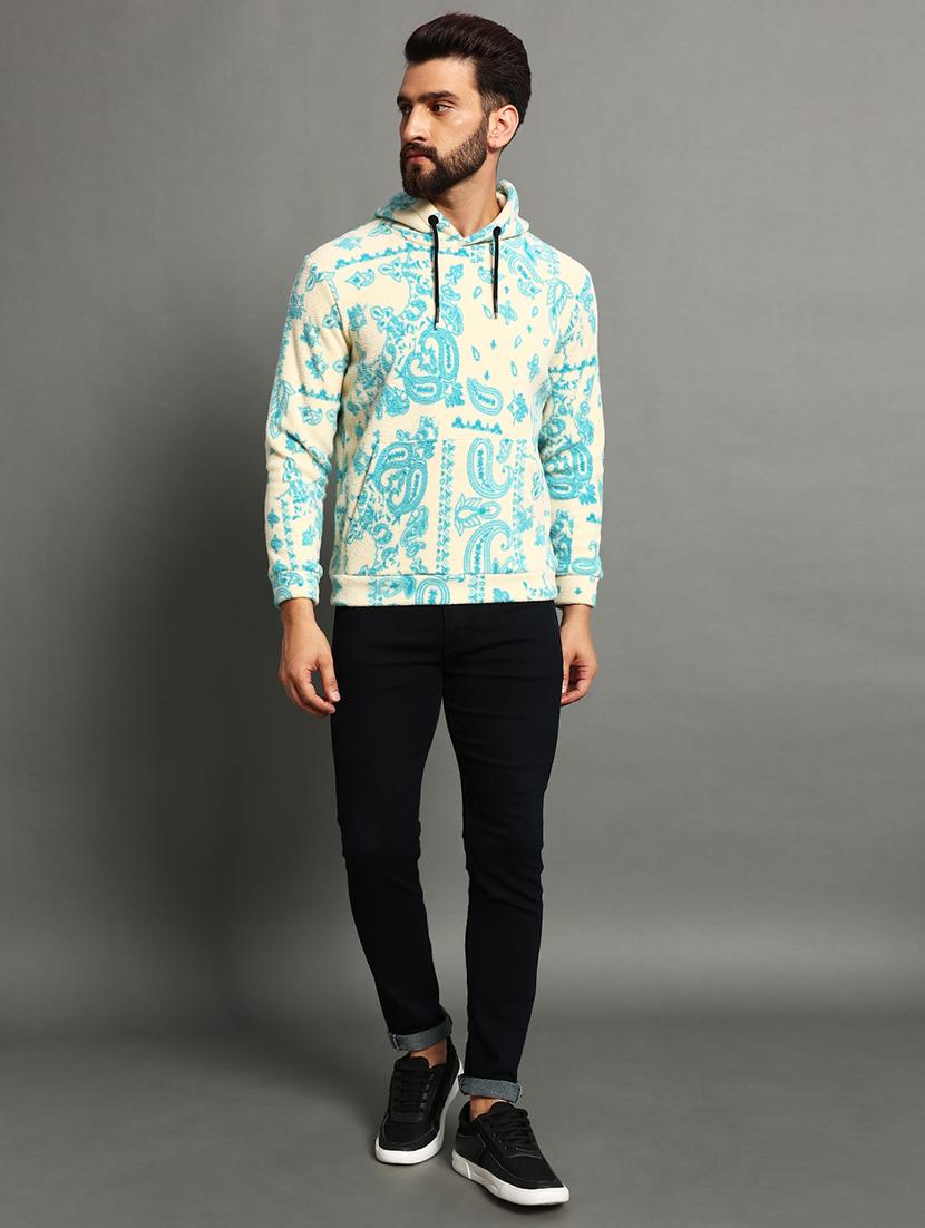 men slim fit printed long sleeve hood neck sweatshirt - 21624938 - Standard Image - 2