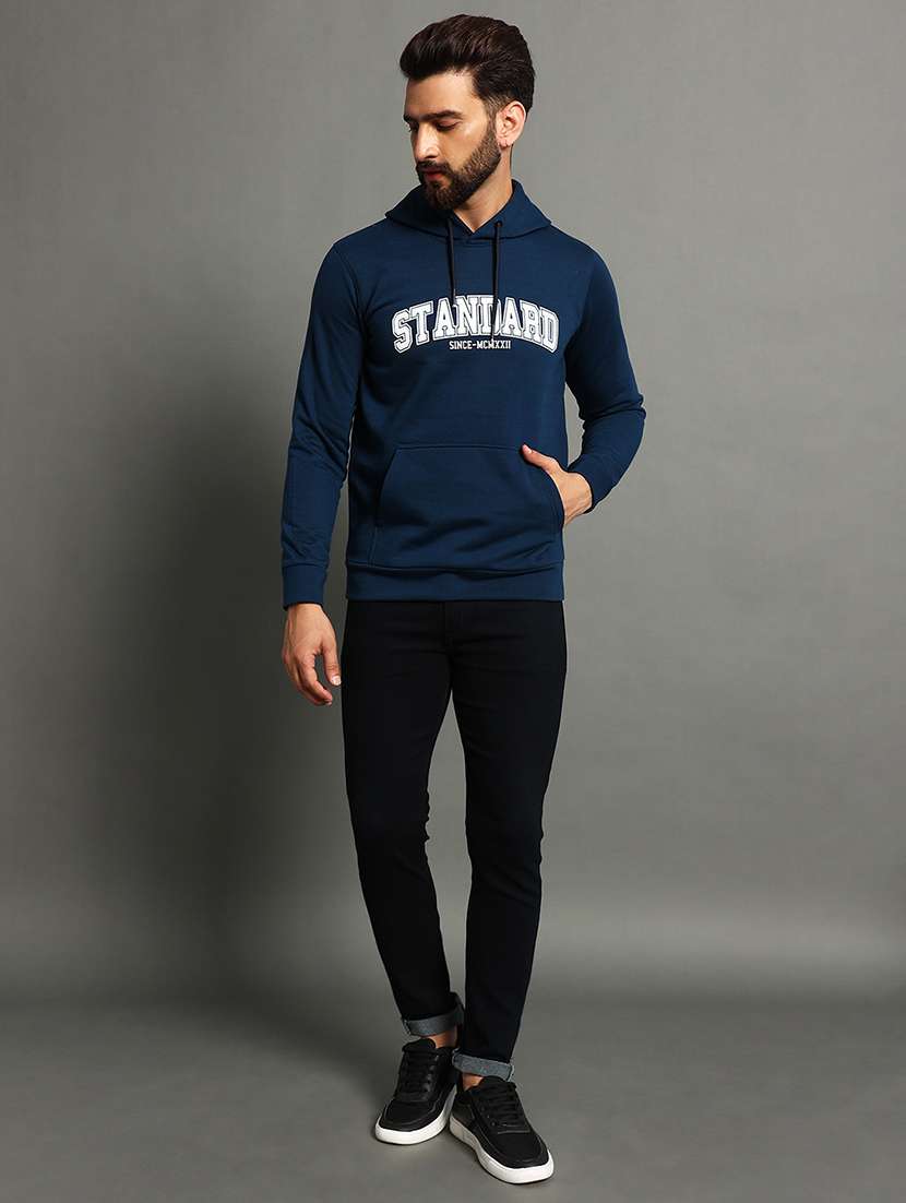 men slim fit printed long sleeve hood neck sweatshirt - 21624940 - Standard Image - 2