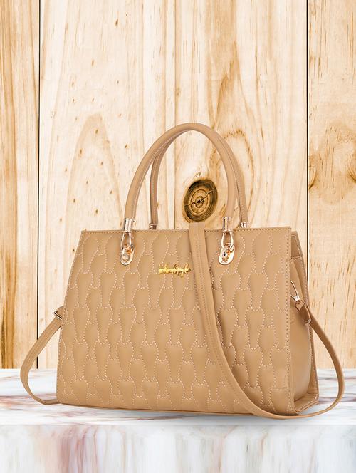 women beige pu handbag - 21624969 - Standard Image - 0