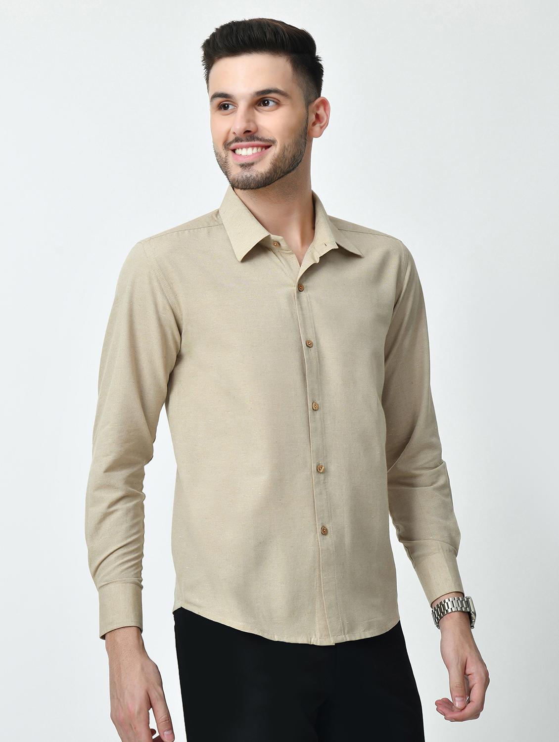 men regular fit solid casual shirt - 21626670 - Standard Image - 2