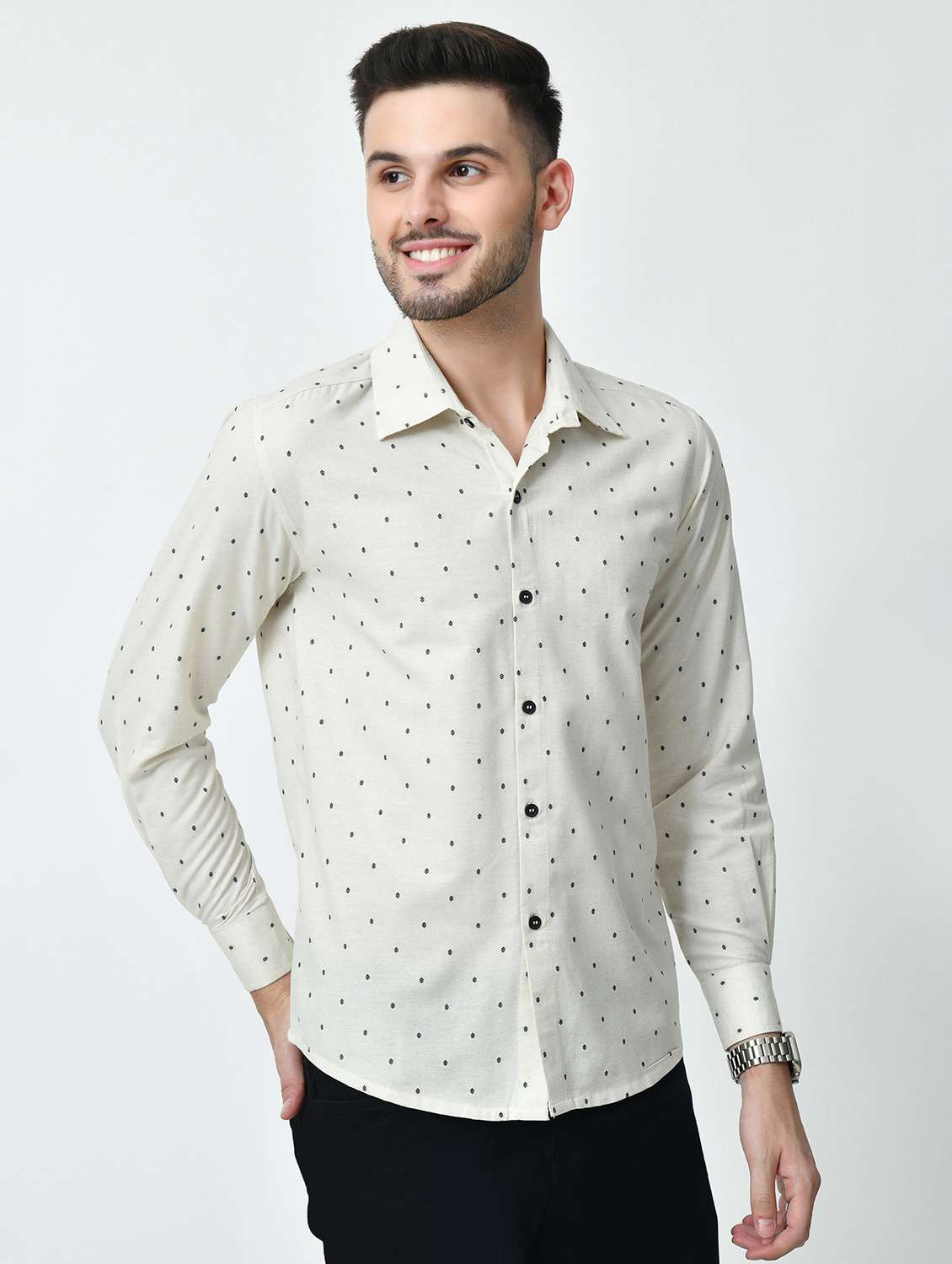 men regular fit micro printed casual shirt - 21626674 - Standard Image - 2