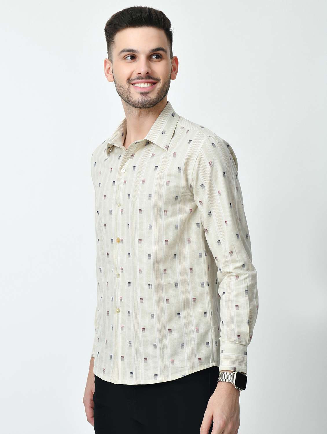 men regular fit self design casual shirt - 21626675 - Standard Image - 2