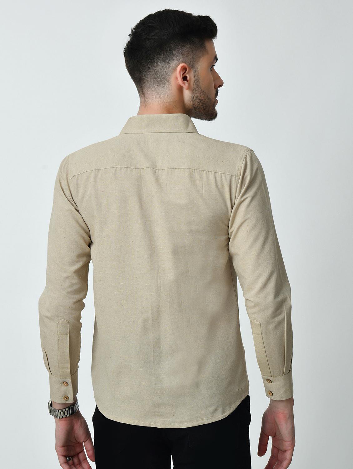men beige self design casual shirt - 21626677 - Standard Image - 2