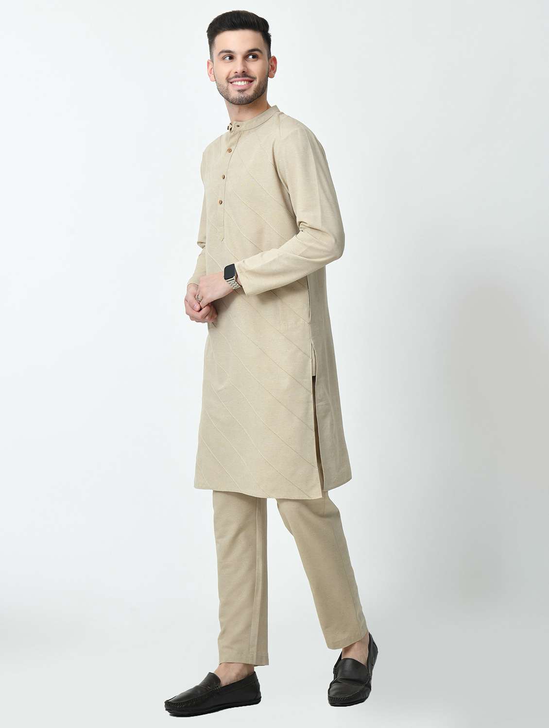 men solid long sleeves kurta - 21627053 -  Standard Image - 2